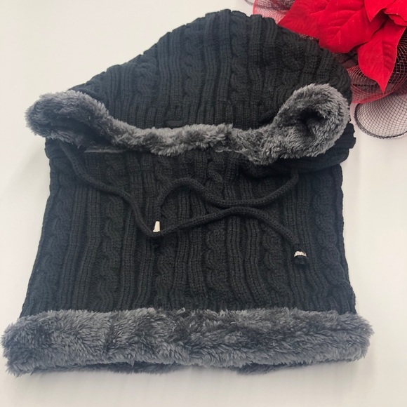 New Winter Unisex Knitted Hoodies Scarf with fur - Picture 8 of 12